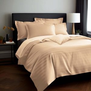 Pościel BAMBOO STRIPE BEIGE Darymex – aranżacja na łóżku