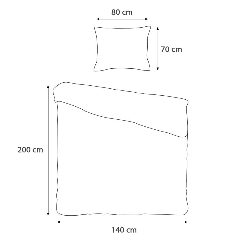 Pościel COTTONLOVE 71516/1 Darymex – schemat wymiarów 140x200 i jednej poszewki