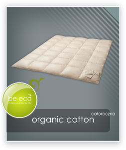 Całoroczna kołdra ORGANIC COTTON 135x200 z kasetonowym przeszyciem