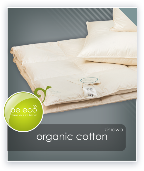 Zimowy wariant kołdry ORGANIC COTTON z poduszkami puchowymi