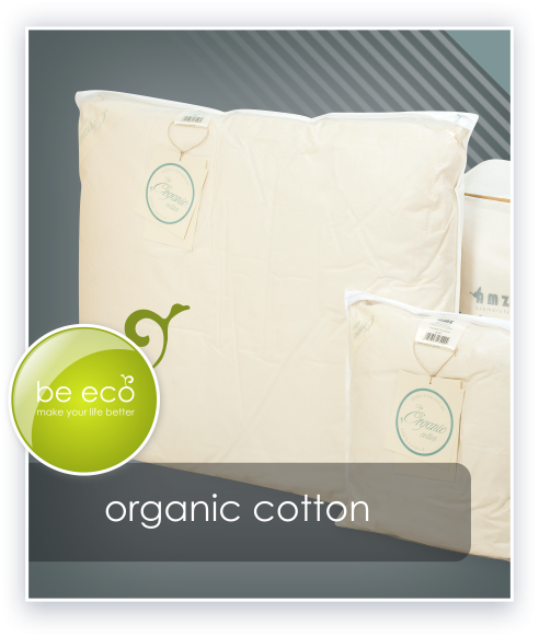 Poduszka ORGANIC COTTON AMZ – grafika poduszki i opakowania