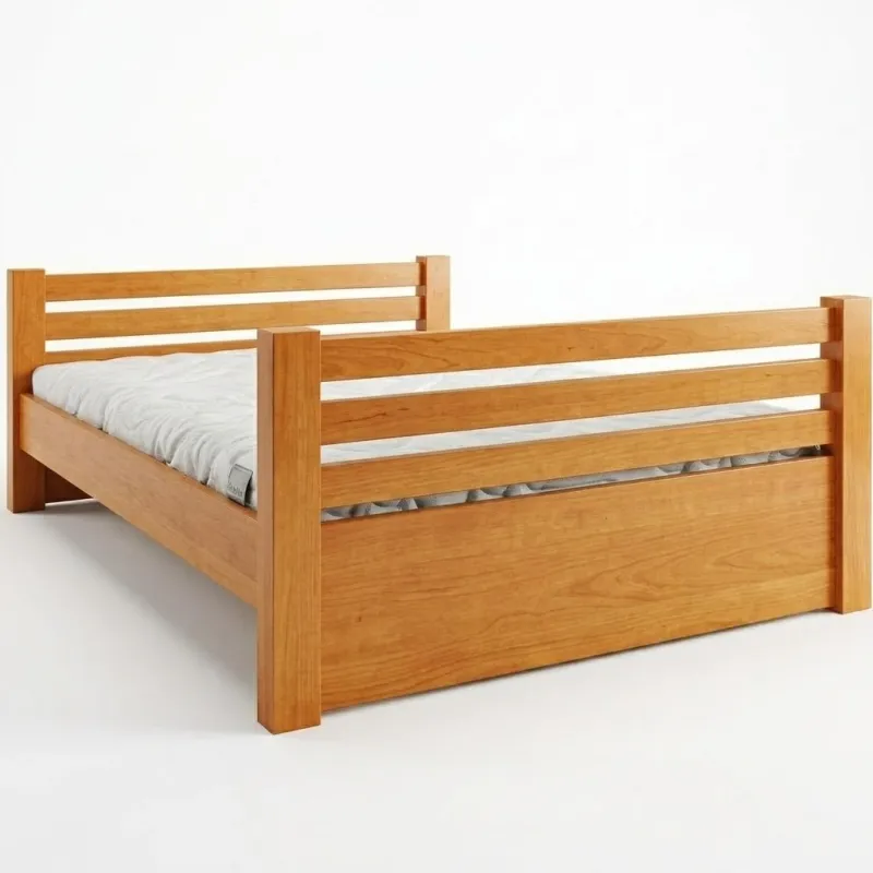 Łóżko drewniane ALEKSANDER w wybarwieniu Olcha – widok boczny