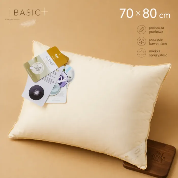 BASIC+ poduszka puchowa 70x80 AMZ jednokomorowa z naturalnym puchem gęsim