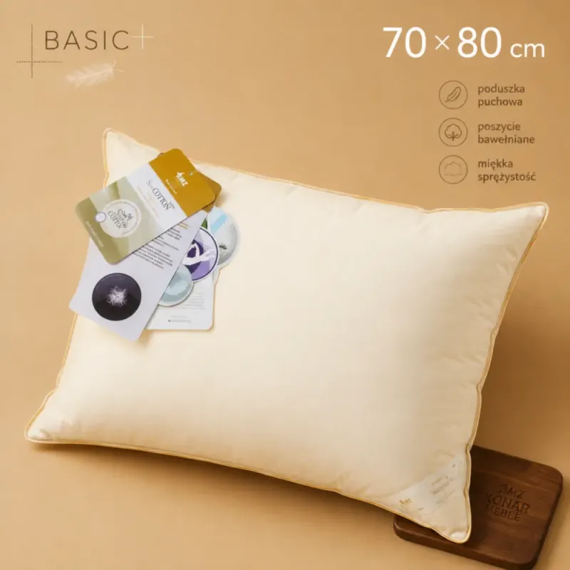 BASIC+ poduszka puchowa 70x80 AMZ jednokomorowa z naturalnym puchem gęsim