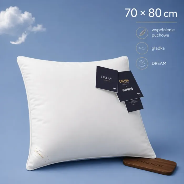 Poduszka puchowa DREAM AMZ 70x80 – gładka poduszka premium z naturalnym wypełnieniem