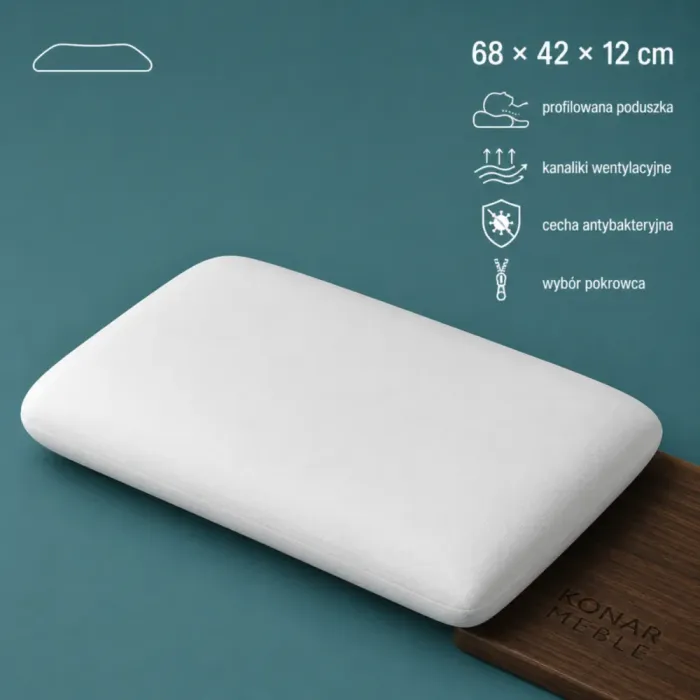Poduszka profilowana Vita Visco Air Merita – poduszka do spania 68x42x12 cm z kanałami wentylacyjnymi