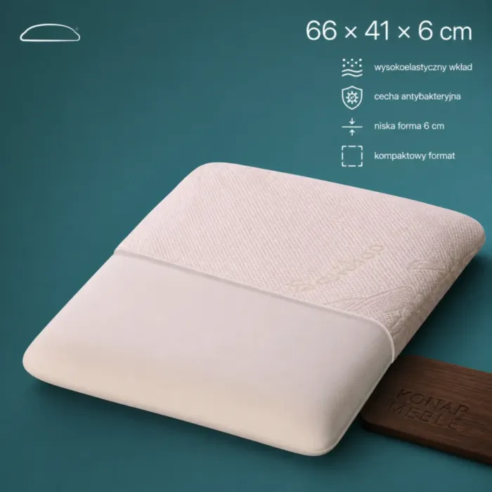 Poduszka Vita Visco Mini Merita – poduszka do spania 66x41x6 cm z wysokoelastycznym wkładem