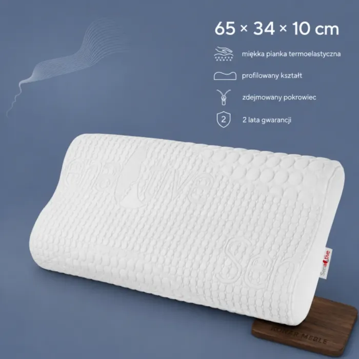 Poduszka MILLENIUM COMFORT Senactive 65 × 34 × 10 cm w białym profilowanym pokrowcu