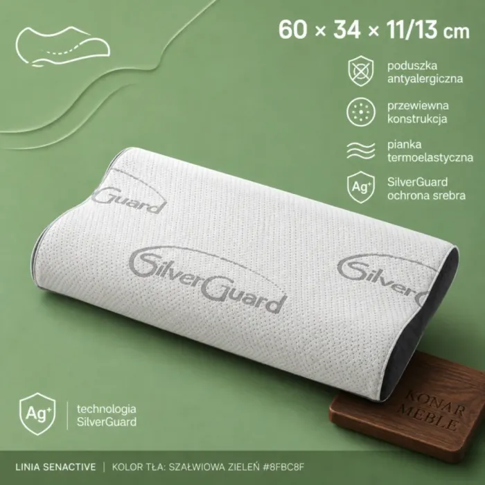 Poduszka SUPERIOR Senactive profilowana termoelastyczna 65 × 34 × 10 cm