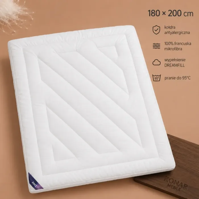 MIKROFIBRA kołdra antyalergiczna 180x200 AMZ z wypełnieniem DreamFill