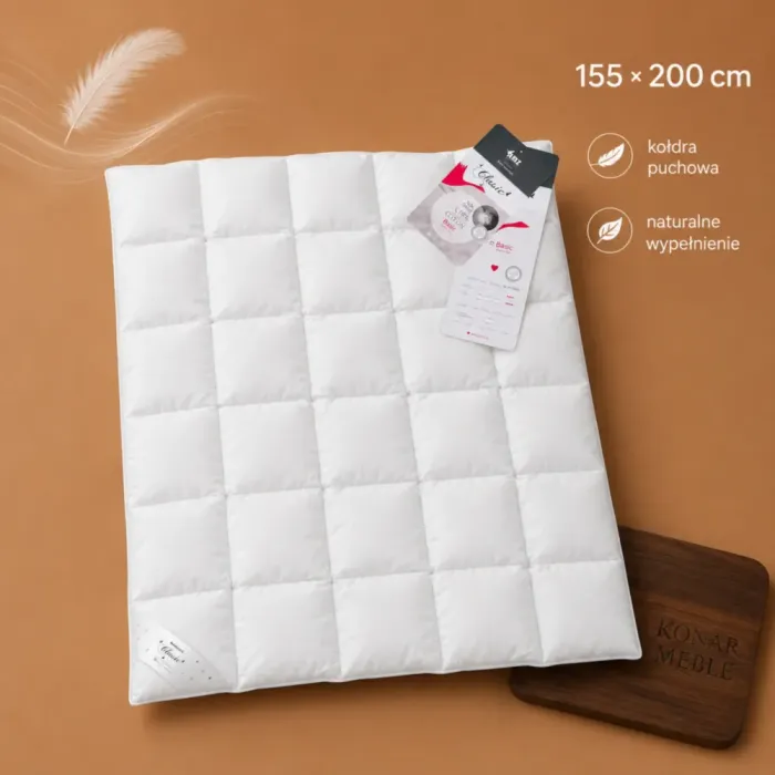 Kołdra Basic AMZ – biała kołdra na grafice 155x200