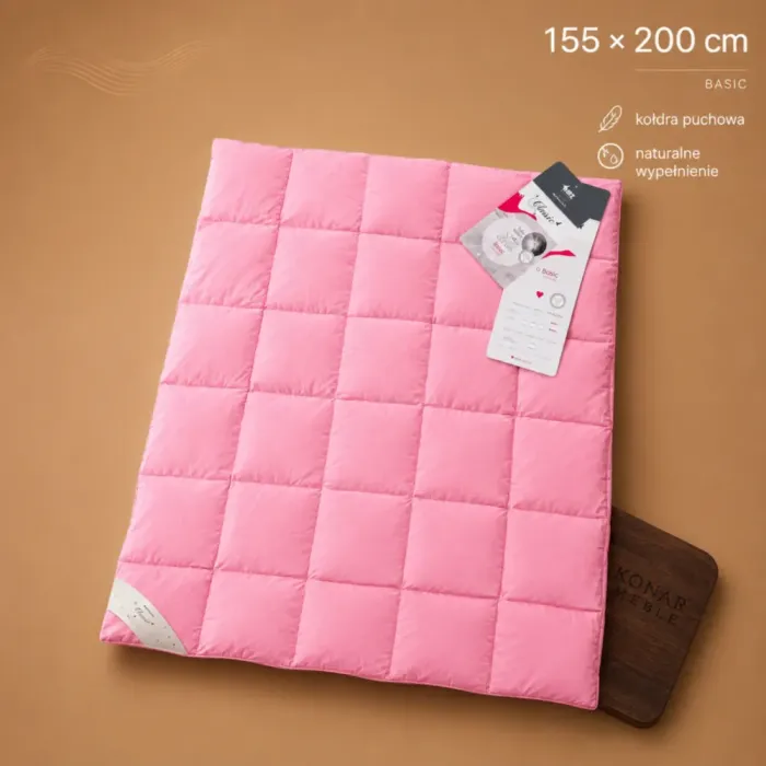 Kołdra Basic AMZ – różowa kołdra na grafice 155x200