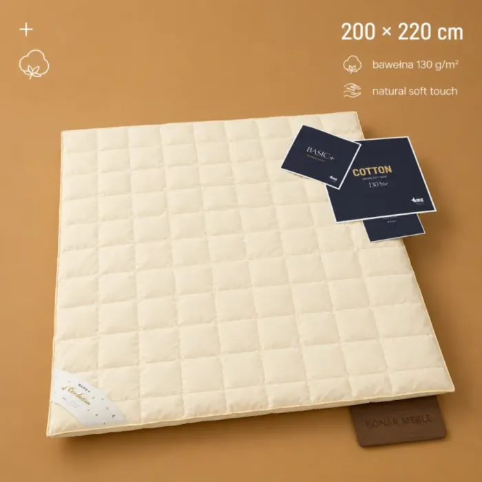 Kołdra BASIC+ 200x220 z 70% puchu gęsiego i 30% pierza