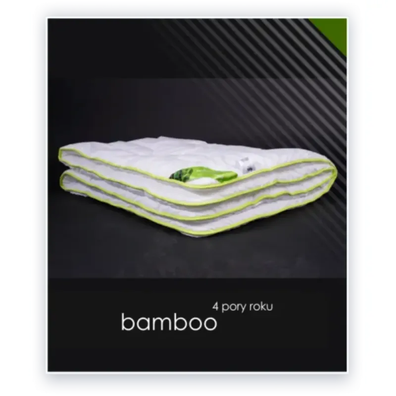 Kołdra BAMBOO 155x200 AMZ z białym poszyciem i zieloną lamówką