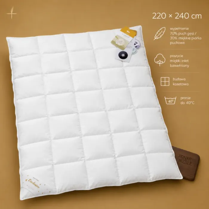 BASIC+ 220x240 kołdra z 70% naturalnego puchu gęsiego