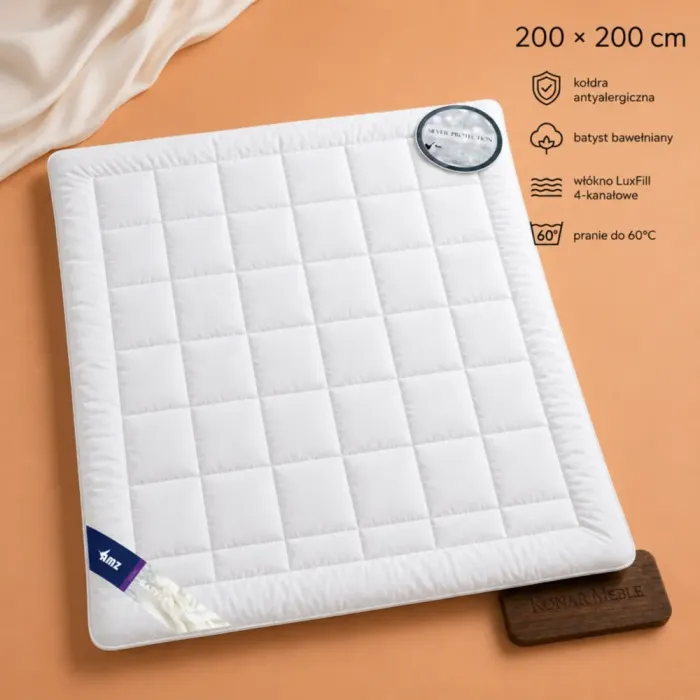 BATYST kołdra całoroczna 200x200 AMZ z bawełnianym batystem