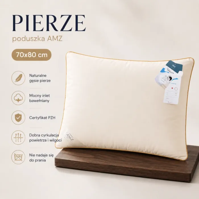 Poduszka Pierze 70x80 AMZ jednokomorowa z gęsiego pierza