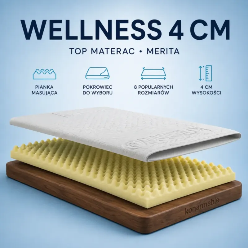 Nakładka na materac Merita z pianki Wellness o grubości 4 cm