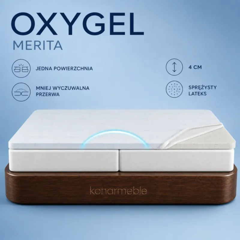 Nakładka lateksowa Top Oxygel Merita – narożnik pokrowca uniesiony nad wkładem