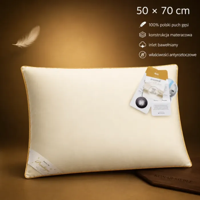 MATERACOWA PRESTIGE 50x70 wysoka poduszka puchowa AMZ