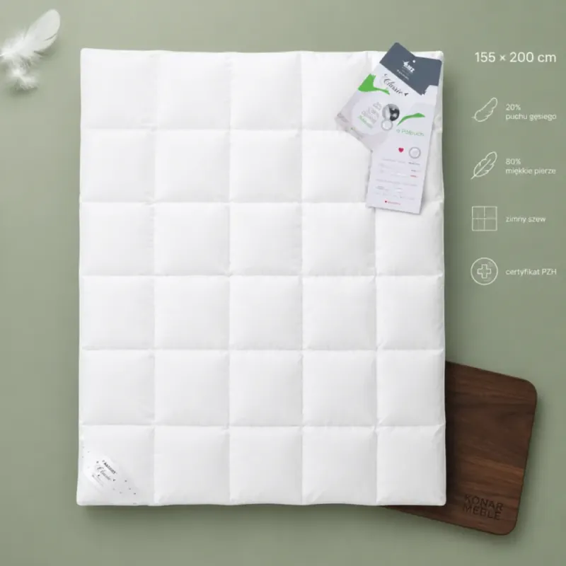 Kołdra Półpuch AMZ – kwadratowe pikowanie na planszy 155 × 200 cm