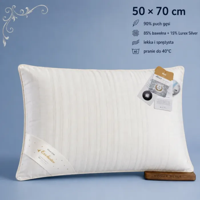 Poduszka puchowa SILVER AMZ 50x70 w kolorze srebrzystego kremu