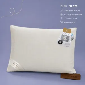 SILVER PRESTIGE poduszka puchowa 50x70 AMZ w srebrzystym kremie