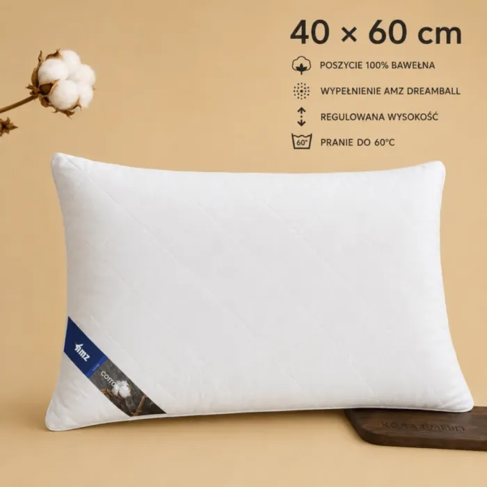 Poduszka COTTON AMZ 40x60 w białym pikowanym poszyciu