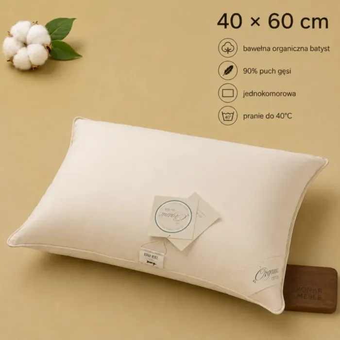 Poduszka puchowa ORGANIC COTTON 40x60 AMZ w naturalnym kolorze