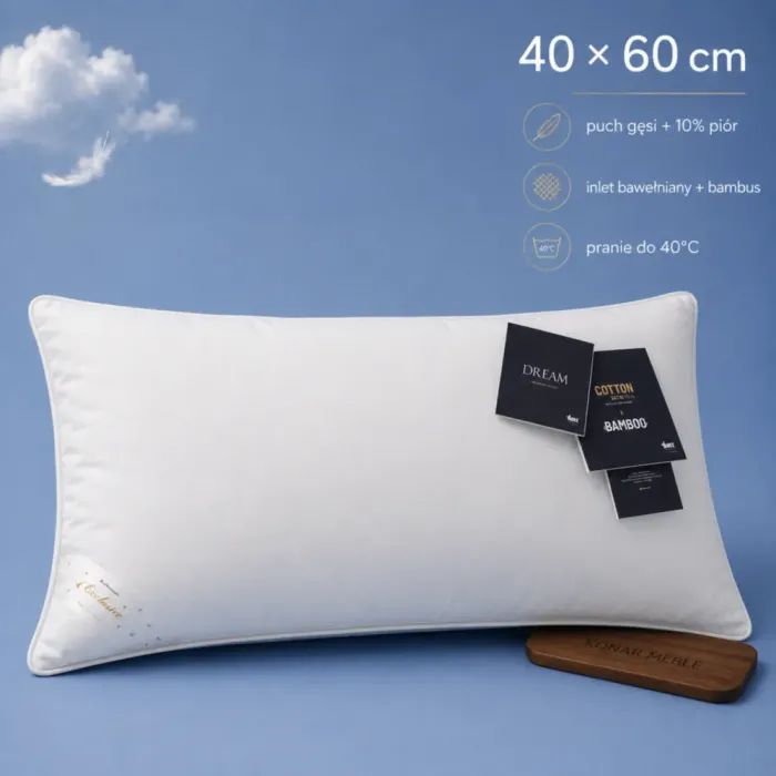 Poduszka puchowa DREAM AMZ 40x60 w białym poszyciu