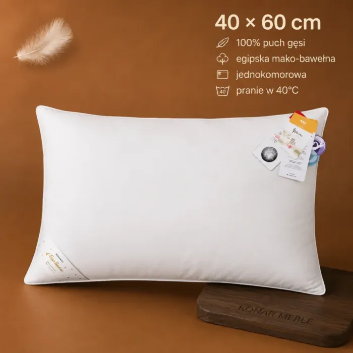 Poduszka puchowa ROYAL 40×60 pokazana z przodu