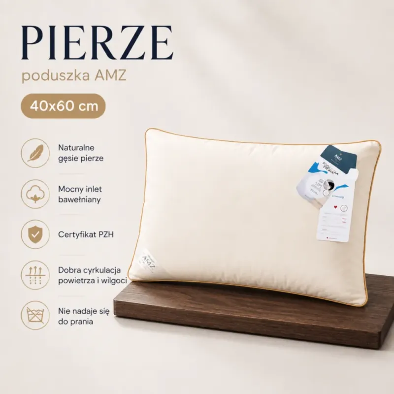 Poduszka Pierze 40x60 AMZ – kremowe poszycie na planszy