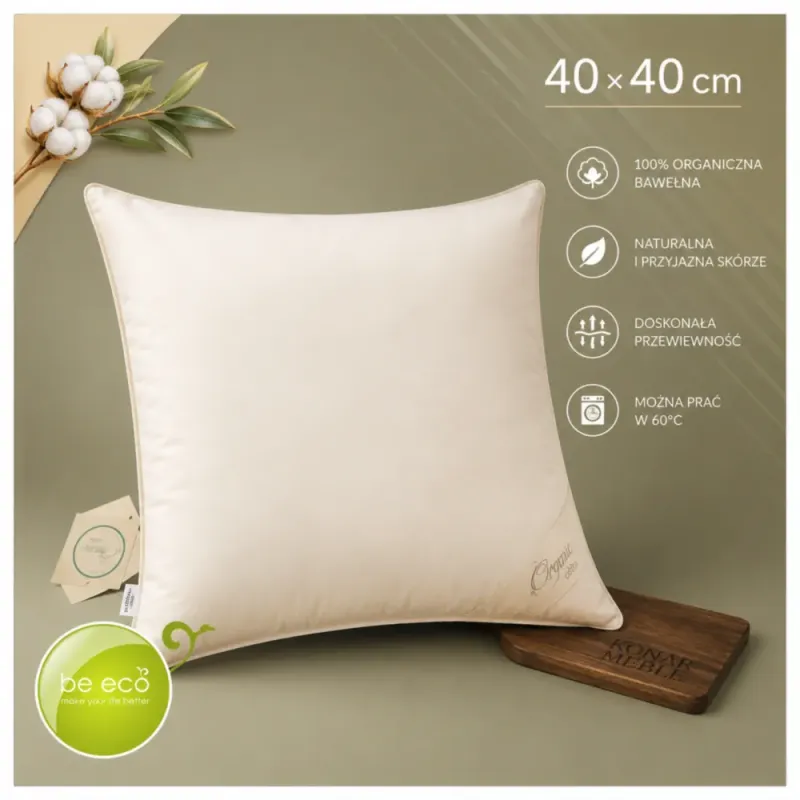 Poduszka Organic Cotton 40x40 AMZ – oliwkowa plansza