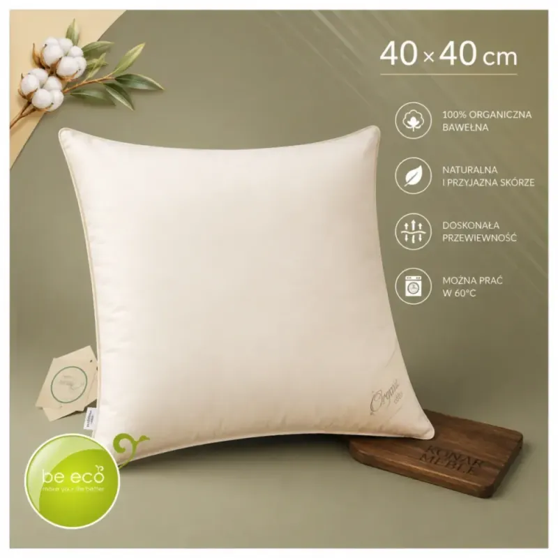 Poduszka Organic Cotton 40x40 AMZ – oliwkowa plansza