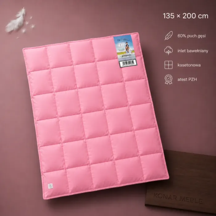 Kołdra Mr. PILLOW 135x200 AMZ ma naturalny wkład z 60% puchu gęsiego