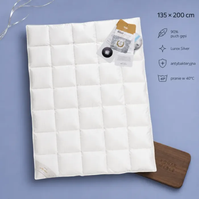 Kołdra puchowa SILVER 135x200 AMZ 90% puch gęsi