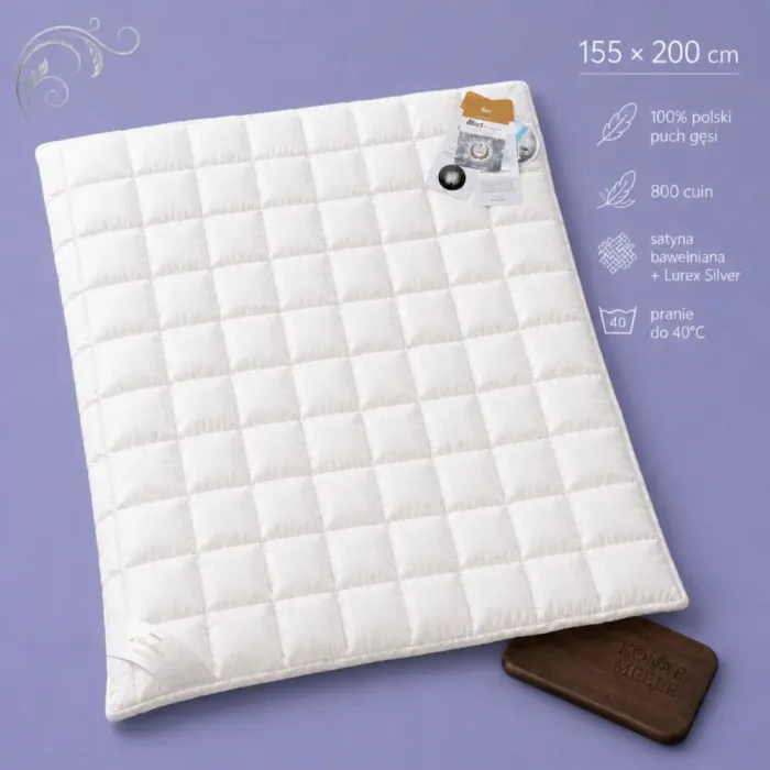 Kołdra 155x200 SILVER PRESTIGE z 100% polskiego puchu i srebrną nicią