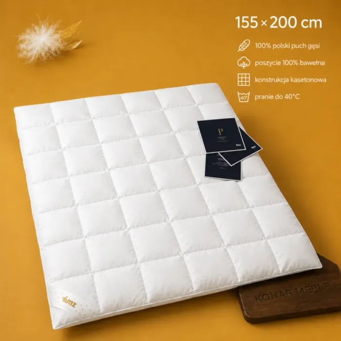PREMIUM kołdra puchowa 155x200 AMZ ze 100% polskiego puchu gęsiego