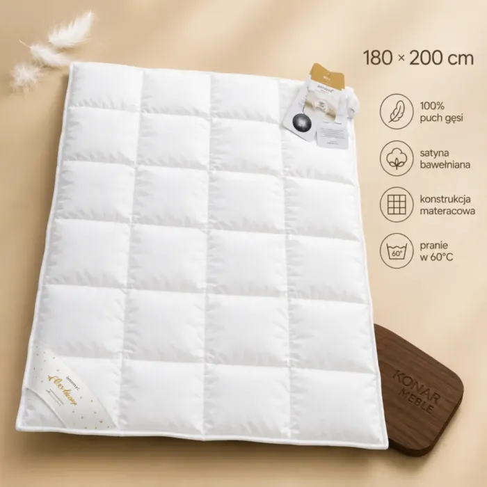 Kołdra MATERACOWA PRESTIGE 180x200 ze 100% polskiego puchu gęsiego