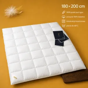Kołdra puchowa PREMIUM 180x200 AMZ ze 100% polskiego puchu gęsiego