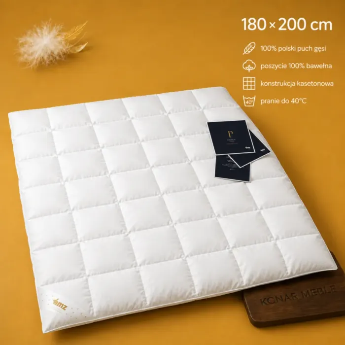 Kołdra puchowa PREMIUM 180x200 AMZ ze 100% polskiego puchu gęsiego