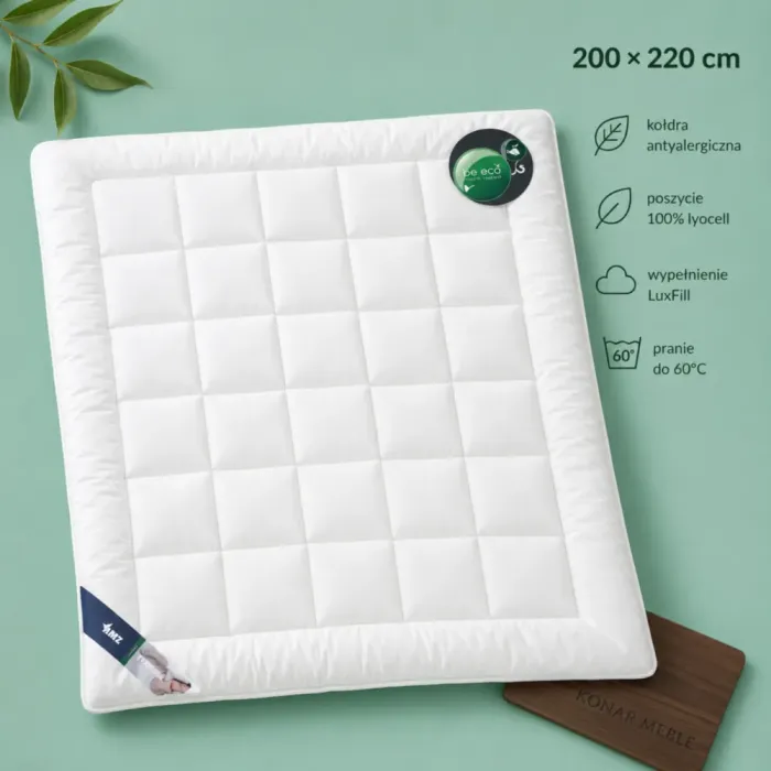 Kołdra antyalergiczna LYOCELL 200x220 AMZ z poszyciem ze 100% Lyocellu