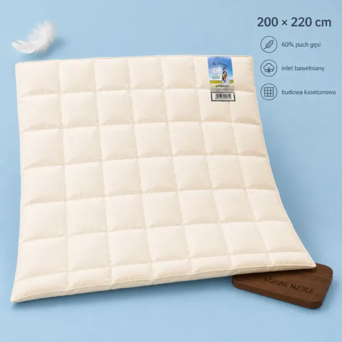 Kołdra całoroczna Mr.PILLOW 200x220 z naturalnym wypełnieniem 60% puchu i 40% piórek