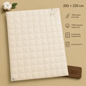 Kołdra puchowa ORGANIC COTTON 200x220 z organiczną bawełną