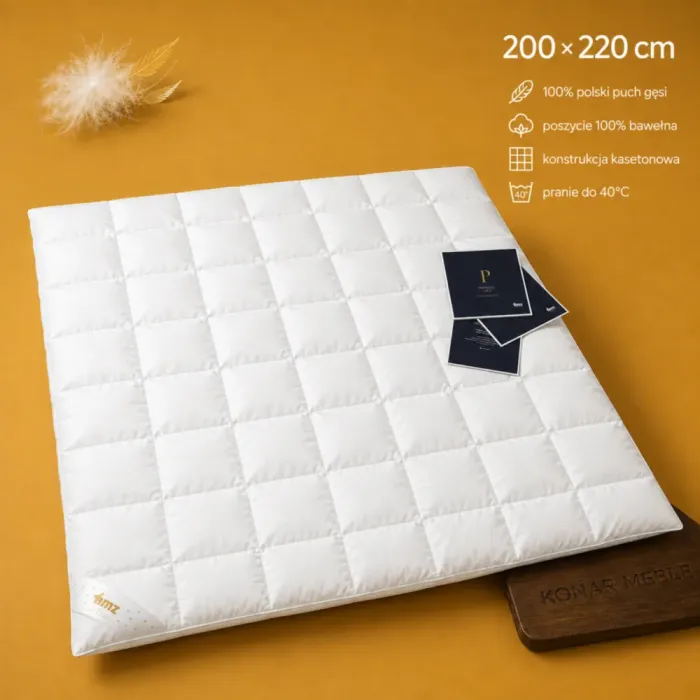 Kołdra Premium 200x220 AMZ – ukośnie na złocistej planszy