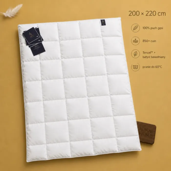 Kołdra puchowa QUEEN 200x220 AMZ ze 100% puchu gęsiego syberyjskiego