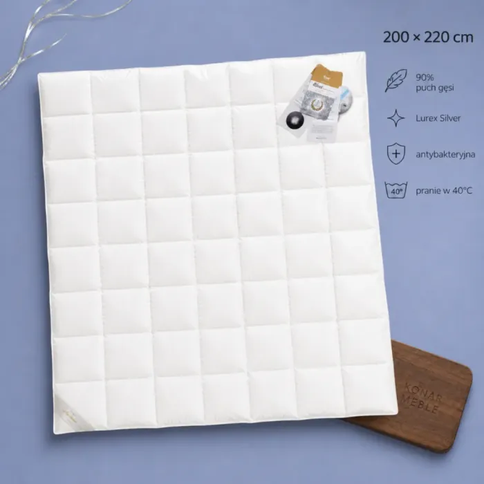 Kołdra puchowa SILVER 200x220 AMZ z 90% polskiego puchu gęsiego