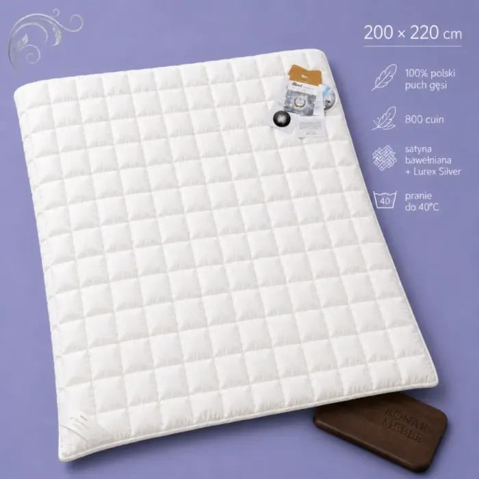 Kołdra puchowa SILVER PRESTIGE 200x220 AMZ ze 100% polskiego puchu gęsiego