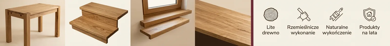 Trepy na schody drewniane z litego dębu i jesionu Konar Meble