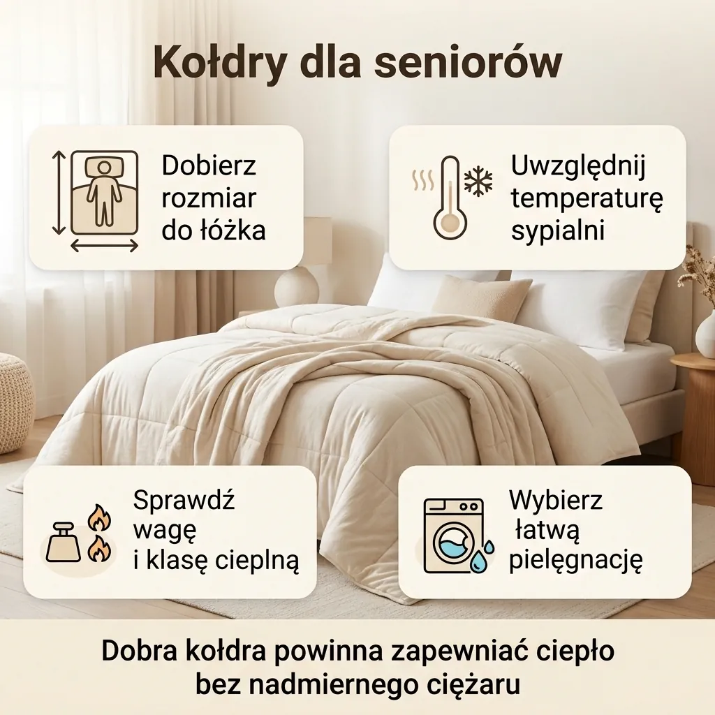 Jak dobrać kołdrę dla seniora według rozmiaru, ciepła, wagi i pielęgnacji